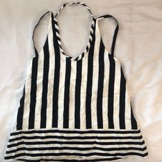 Perfect Chic Summer Blouse. Set Up Like A Halter But Has Straps As Well. Flirty Low Mid Back Cut. Never Been Worn, With Original Tag. Black And White Stripes. Fitted Horizontal Stripe Spring Top, Summer V-neck Top With Contrast Stripes, Chic Fitted Striped Tops, Chic Fitted Top With Vertical Stripes, Chic Fitted Tops With Vertical Stripes, Chic Fitted Vertical Stripes Tops, Chic Fitted Top With Contrast Stripes, Chic Fitted Tops With Contrast Stripes, White Vertical Stripes Top For Beach