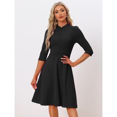 In a timeless classic design, this simple but elegant sheath dress adds to your choice for the upcoming seasons. Stylish and lightweight material easily shows your body curve and elongates your legs. Pair it with heels and you can build a retro elegant look. You can also add a coat/trench coat in fall and winter. Suitable for summer/autumn/spring and many occasions, such as Work, Office, Urban Casual, Coffee Shop, Daily, Date, Business, Formal, Weekend, etc. Classic Midi Dress With 3/4 Sleeves For Work, Solid Color Office Dress With 3/4 Sleeve, Classic Formal Midi Dress With 3/4 Sleeves, Elegant Solid Color Half Sleeve Midi Dress, Classic 3/4 Sleeve Dress For Work, Classic Dress With 3/4 Sleeves For Work, Classic Work Dress With 3/4 Sleeves, Classic Workwear Dress With 3/4 Sleeves, Classic Fitted Half Sleeve Dresses