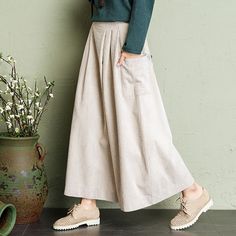 Type: Pants Material: 100% Cotton Season:Autumn,Spring,Winter Style:Casual, Daily Waist type:Natural Silhouette: Loose Size:M Length: 88.00 cm/ 34.65 " Waist: 63.00-73.00 cm/ 24.80-28.74 " Hip:128.00 cm/ 50.39 " Thigh: 94.00 cm/ 37.00 '' Size:L Length: 88.00 cm/ 34.65 " Waist: 73.00-80.00 cm/ 28.74-31.50 " Hip:130.00 cm/ 51.18 " Thigh: 95.00 cm/37.40 '' Size:XL Length: 88.00 cm/ 34.65 " Waist: 80.00-86.00 cm/ 31.50- 33.86 " Hip:132.00 cm/ 51.97 " Thigh: 96.00 cm/ 37.80 '' Corduroy Full-length Bottoms With Pockets, Winter Corduroy Full Length Bottoms, Full-length Corduroy Bottoms With Pockets, Winter Full-length Corduroy Bottoms, Winter Baggy Wide Leg Pants With Pockets, Baggy Wide Leg Pants With Pockets For Winter, Casual Corduroy Winter Bottoms, Casual Corduroy Bottoms For Winter, Baggy Corduroy Pants For Winter