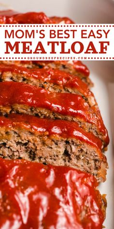 An entree idea for your Thanksgiving dinner menu! It's a Christmas dinner recipe featuring Mom's meatloaf. Moist with a sweet and tangy glaze, this homemade meatloaf is one of the best Christmas main dishes! Best Easy Meatloaf, Mom's Meatloaf Recipe, Best Ever Meatloaf, Traditional Meatloaf Recipes, Perfect Meatloaf, Traditional Meatloaf, Delicious Meatloaf, Homemade Meatloaf, Classic Meatloaf Recipe