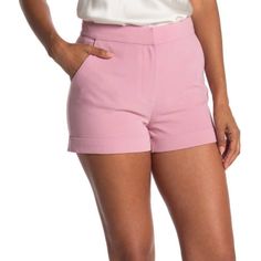 Tailored Pink Shorts By Cinq A Sept. True To Size. Feminine Fitted High Waist Shorts, Feminine High-waist Fitted Shorts, Feminine Fitted High-waist Shorts, Mid-rise Workwear Shorts For Summer, Chic Mid-rise Shorts With Pockets, Feminine Fitted Short Bottoms, Fitted Feminine Shorts, Chic Short Pants For Spring, Feminine Pink Short Length Bottoms