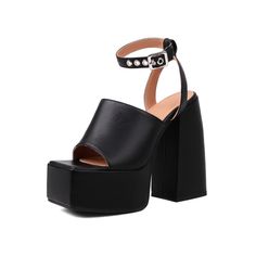 Shop Black Block Heel Ankle Strap Mules Sandals Slip On Sandals Shoes color Black for Going out, Night Club, Party with worldwide Free shipping & Free return. Party Wedge Sandals With Chunky Platform And Closed Toe, Closed Toe Sandals With Buckle Closure For Party, Party Chunky Platform Wedge Sandals With Ankle Strap, Party Sandals With Buckle Closure And Round Toe, Chunky Platform Sandals For Spring Parties, Spring Party Sandals With Chunky Platform, Party Wedge Sandals With Single Toe Strap, Open Toe Chunky Platform Wedge Sandals For Party, Trendy Platform Sandals With Single Toe Strap