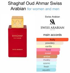 Shaghaf Oud Ahmar perfume notes #perfume #perfumelovers #shaghafoudahmar #swissarabian #perfumenotes Swiss Arabian Shaghaf Oud, Swiss Arabian Perfume, Oud Perfume, Perfume Collection