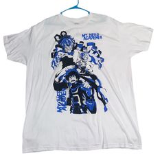 My Hero Academia White T-Shirt Size:Xxl Blue Graphic, New Me, My Hero, White T Shirt, White Tshirt, My Hero Academia, Hero Academia, Graphic Prints, White Blue