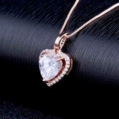 Wedding Jewelry - Heart CZ Bridal Necklace - Available in Silver and Rose Gold Bridal Necklace, Matching Bracelets, Ribbon Colors, Heart Jewelry, Wedding Gown, Matching Earrings, Heart Necklace, Rose Gold Plates, Bridesmaid Gifts