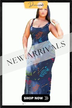 New Fashion Women Letter Print Sleeveless Round Neck Long Dress Round Neck Dresses, Bodycon Fashion, Color Pick, 1 Million, Letter Print, Letter Prints, Fashion Women, Floor Length, Dress Length