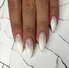 white-nude-ombre-nail-polish-nude-matte-nails-white-background-stiletto-nails Ombre Nail Polish, Colorful Nails, White Nail, Dream Nails