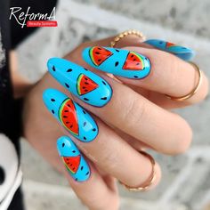 Fruit Nail Designs, Fruit Nail Art, August Nails, Watermelon Nails, Summer Nail Designs, French Elegance, Summer Nails Colors, Nails 2024, Dipped Nails