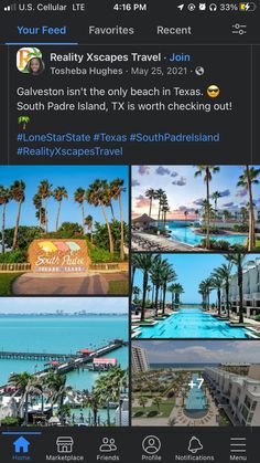 an instagram page with pictures of hotels and other places in the country, including palm trees