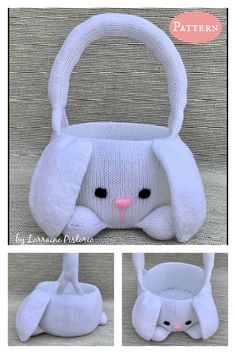 an adorable little white bunny purse with pink nose and ears on it's head