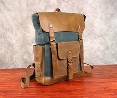 Personalized Waxed Canvas Backpack, Outdoor Rucksack, Canvas Travel Knapsack, Laptop Backpack Hiking Camping Backpack, Weekender Backpack, School office Backpack, Best gift！ Large Waterproof Unisex It can be Personalized, Will be your best companion for School, office, travel, or outdoor... Features: * Backpack Size : L 12" x D 4.5" x H 17" * Made with high quality waxed canvas and full grain leather; * Waterproof retro style, simple, thick and durable; * It's a great gift for friends, colleague Vintage Green Backpack For Everyday Use, Rectangular Outdoor Backpack With Waxed Finish, Outdoor Rectangular Backpack With Waxed Finish, Waxed Canvas Rectangular Backpack For Adventure, Rectangular Waxed Finish Backpack For Outdoor, School Backpack In Waxed Canvas, Rectangular Adventure Backpack With Waxed Finish, Rectangular Waxed Canvas Backpack For School, Vintage School Backpack With Waxed Finish