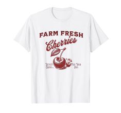 PRICES MAY VARY. Lightweight, Classic fit, Double-needle sleeve and bottom hem Cherry Graphic, Cherry Cherry, Fresh Cherries, Farmer's Market, Farmers Market, Branded T Shirts, Top Styles, Fashion Branding, Cherry