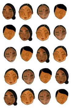 an image of many different faces on a white background