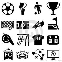 black and white soccer icon set royalty free stock photos - image 397982