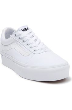 Vans Ward Platform Sneaker (Women) | Nordstromrack White Platform Canvas Shoes With Synthetic Material, Modern Vans Sneakers With Round Toe, Classic Low-top Platform Sneakers With White Sole, Classic White Platform Sneakers For Streetwear, Spring Low-top Platform Skate Shoes, Modern Thick Bottom Sneakers, Vans Platform Sneakers With White Sole For Streetwear, Modern Vans Low-top Sneakers, Classic Platform Sneakers With White Sole For Streetwear