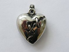 1 Heart pendant 31.5 x 26mm Stainless steel Oct 1, Heart Pendant, Antique Silver, United Kingdom, Silver Tone, Charms, Gems, Craft Supplies, Stainless Steel