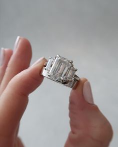 2CT Emerald Cut Three Stone Moissanite Wedding Ring Set Bridal Engagement Set Emerald Princess Cut Ring, Modern Art Deco Engagement Ring, 3 Stone Wedding Band, Wedding Ring Stack Emerald Cut, Three Band Wedding Ring Set, Emerald Cut Three Stone Engagement Ring, 3 Stone Emerald Engagement Rings, Wedding And Engagement Rings Together, Emerald Engagement Ring Stack