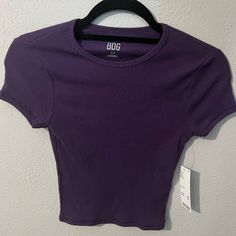 Super Cute Purple Baby Tee, New But Past The Return Date! Send Any Offers! Trendy Stretch T-shirt By Urban Outfitters, Urban Outfitters Stretch T-shirt With Short Sleeves, Purple Ribbed Stretch Top, Purple Stretch Ribbed Tops, Fitted Basic Purple Top, Stretch Purple Ribbed Tops, Stretch Ribbed Purple Tops, Ribbed Cotton Crop Top T-shirt, Casual Purple Ribbed Top