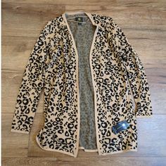 This Is Brand New With Tags! Casual Leopard Print Winter Cardigan, Casual Leopard Print Cardigan For Winter, Trendy Leopard Print Winter Cardigan, Casual Leopard Print Outerwear For Layering, Trendy Leopard Print Spring Cardigan, Trendy Spring Leopard Print Cardigan, Leopard Print Cardigan For Fall Layering, Fall Leopard Print Cardigan For Layering, Cheetah Animal