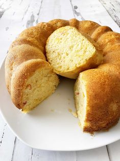 a white plate topped with a bundt cake