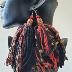 Complete Your Look, With These Beautiful Earrings. Hand Crafted, New, Never Worn Length:5in Lightweight Pet And Smoke Free Environment Traditional Black Tassel Earrings, Yarn Tassel Earrings, African Jewelry Earrings, Diy Tassels, Yarn Earrings, Yarn Tassel, Beading Crafts, African Earrings, Fabric Earrings