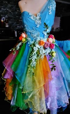 Garden Wedding Dress, Rainbow Wedding Dress, Rainbow Fairies, Handmade Wedding Dresses, Garden Wedding Dresses, Paradise Garden, Rainbow Wedding, Colorful Dress, Rainbow Dress