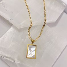 MOTHER OF PEARL RECTANGLE necklace Luxury Mother Of Pearl Necklace For Gifting, Luxury Mother Of Pearl Necklace With Natural Stones, Express Feelings, Rectangle Necklace, How To Express Feelings, The Emotions, Protection Stones, Healing Power, Feeling Loved