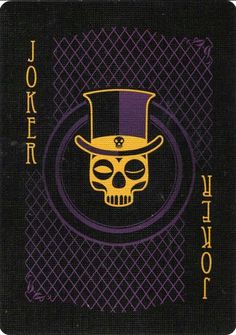 a playing card with a skull wearing a top hat