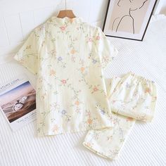 The ones who love the floral print on their night suits are going to buy this 2 Piece Short Sleeve Pajama Set first. It comes with a half-sleeved night suit which some with a full-length bottom. This adorable set is perfect for you to snuggle up, look cute, and have a sound sleep. It is cozy and soft to touch! This 2 piece pajama set is all you need to help relax at home. They are soft and easy to touch which projects versatility and effortless grace in every step you take. Made to make you feel Casual Floral Print Sleepover Sets, Casual Floral Print Sets For Sleepover, Spring Sleepwear Sets With Short Sleeves, Short Sleeve Floral Print Sets For Sleepovers, Floral Print Short Sleeve Sets For Sleepover, Floral Print Sleep Sets With Short Sleeve, Cotton Sleepwear With Floral Print And Short Sleeves, Short Sleeve Floral Print Sleep Sets, Floral Print Short Sleeve Sleepwear For Comfort