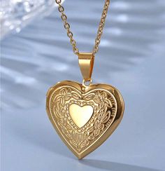 Pendant: 1in x 1.3in (29mm x 35mm) Made with stainless steel and 18k gold plated Comes in silver or gold High quality - satisfaction guaranteed ❤ Very cute gift for her ❤ Gold Stainless Steel Heart Necklace For Mother's Day, Gold Stainless Steel Heart Necklace For Anniversary, Gold Metal Locket Necklace For Anniversary, Valentine's Day Gold Locket Necklace Nickel Free, Gold Stainless Steel Heart Necklace Engraved, Nickel-free Gold Heart Necklace For Anniversary, Gold Nickel-free Heart Necklace For Anniversary, Gold Heart Necklace Nickel Free For Anniversary, Gold Medallion Heart Necklace As Gift