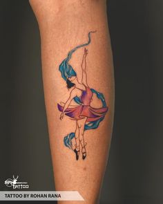 Dancing Angel Tattoo, Ballerina Tattoo, Sam Tattoo, Dance Tattoo, Ma Tattoo, Krishna Tattoo, Girls Tattoos, Forearm Flower Tattoo, Colour Tattoo