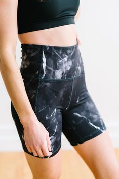 Biker Shorts - 6''- Black Marble | MT SPORT-Shorts-Maven Thread Black High Stretch Athletic Shorts, Black High Stretch Athletic Shorts Athleisure, Black Breathable Athletic Shorts With High Stretch, Black High Stretch Athletic Shorts For Yoga, Breathable Micro-elastic Biker Shorts For Sports, Black Breathable Athletic Shorts For Yoga, Functional Black Athletic Shorts For Yoga, Sporty Black Athletic Shorts For Yoga, Black Sporty Yoga Shorts