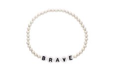 BRAVE-SILVER Meaningful Letter Beads Beaded Bracelet For Everyday, Everyday Inspirational Name Bracelet With Round Beads, Inspirational Round Beads Name Bracelet, Inspirational Custom Name Beaded Bracelets, White Stretch Bracelet With Letter Print, Personalized Meaningful Stretch Bracelet For Everyday, Personalized Meaningful Stretch Bracelet, Simple Hypoallergenic Beaded Bracelets For Everyday, Simple Hypoallergenic Everyday Beaded Bracelets