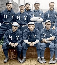 an old time baseball team is posing for a photo