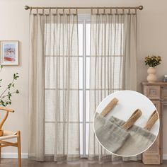 the curtains in this living room are made out of linen