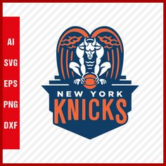 the new york knicks logo with an eagle holding a basketball in its hand