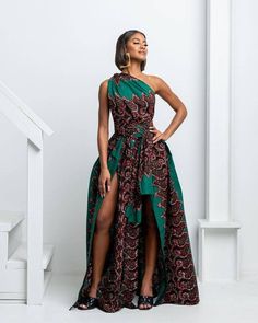 Gala Floor-length Maxi Dress, Bohemian One Shoulder Evening Dress, Bohemian One-shoulder Evening Dress, Fitted High Low Evening Dress, Floor-length Gown For Date Night, Summer Dresses With Long Train, Green Chiffon Maxi Dress, Summer Dress With Long Train, Green Dress Down Maxi Dress