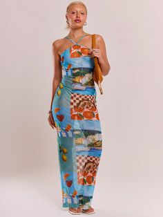 Multicolor Elegante Collar sin mangas Tejido Transparente Floral,Plantas,Estampado Integral Tirantes Embellished Elástico Alto Maxi Dress Designs, Mesh Maxi Dress, Elegant Baby, Short Sleeve Cardigan, Women Maxi, Printed Maxi, Festival Wear, Womens Maxi Dresses, Printed Maxi Dress