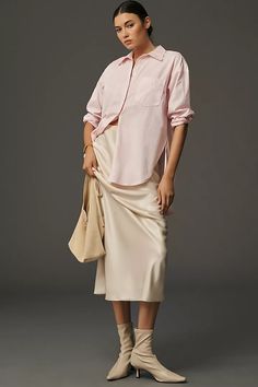 The Bennet Buttondown Shirt by Maeve | Anthropologie Effortless Spring Shirt For Daywear, Effortless Spring Daywear Shirt, Warrior Queen, Pink Fits, Favorite Sweater, Greek Goddess, Purple Flower, Purple Flowers, Top Tee