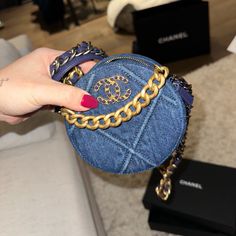 New With Tags, Db, Box. Luxury Blue Denim Bag, Luxury Blue Bag With Chain Detail, Luxury Blue Bags With Chain Detail, Luxury Blue Bags With Chain, Luxury Blue Chain Bags, Blue Denim Evening Bags, Chanel Coin Purse, Pink Clutch Bag, Multi Pouch