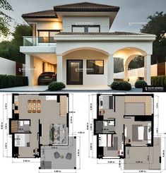 two story house plan with floor plans and pictures