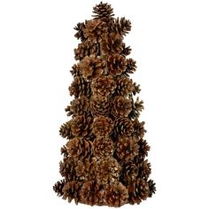 a tall christmas tree made out of pine cones