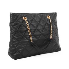 This quilted lambskin leather tote bag features a sleek chain and leather shoulder strap and spacious interior, making it the ideal accessory for work, travel, or daily use. With a fully lined interior and zippered pocket, it offers both style and functionality. (PRODUCT INFO): Material: Genuine lambskin leather Lining: Denim cotton Top snap closure SHIPPING INFO): All our items are made-to-order, therefore please allow 3-5 business days for production. Our goal is to become more sustainable thr Chic Quilted Travel Bags, Chic Quilted Tote Bags, Chic Quilted Bag With Double Handles, Chic Quilted Double Handle Bag, Chic Quilted Shopping Bag, Luxury Quilted Bags For Daily Use, Chic Quilted Satchel For Travel, Luxury Quilted Shoulder Bag For Everyday Use, Chic Quilted Shoulder Bag For Daily Use