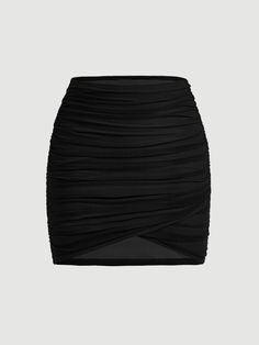 Negro Elegante Collar  Tela tejida Liso Apretado Embellished Elástico Ligero Short Pencil Skirt, Godet Skirt, Fits For Summer, Women Skirts, Cute Everyday Outfits, Body Con Skirt, Summer Skirts, Black Skirt, Outfit Inspirationen