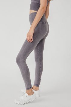 Perfect for light activity and everyday wear, these seamless leggings feature a second-skin soft fit that stretches with you as you move in a high-rise silhouette. Description: High rise waistband - made to be worn above the hips Breathable - lightweight and comfortable Compression fabric- sleek and supportive fabric Moves-with-you stretch, beyond comfortable Perforated holes in the back for detailing Inseam 23 (for size small) Why We Love: uber comfortableFabric: 95% Cotton, 5% ElastaneCare: Ha Casual High Stretch Seamless Leggings, High Rise Compressive Leggings, Seamless Casual Activewear With Tight Fit, Comfortable Stretch Gray Activewear, Comfortable Gray Stretch Activewear, Mid-rise Casual Tights For Pilates, High-rise Yoga Leggings With Elastic Waistband, Casual Stretch Leggings With Seamless Construction, Compressive Comfortable Leggings For Yoga