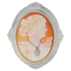 Era: Art Deco 1920s - 1930s Metal Content: Guaranteed 10k Gold as stamped Stone Information: Genuine Carved Shell Cameo Natural Diamond (one small accent) Cut: Single Measurements: Tall: 1 27/32" (46.8mm) Wide: 1 9/16" (39.1mm) Fastening Type: Hinged Pin and Locking C-Clasp Weight: 6.5 Grams Stamps: 10k Condition: Pre-Owned Condition Note: Professionally Cleaned and Polished Art Deco Brooch, Art Deco 1920s, Yellow Gold Wedding Band, Vintage Silhouette, Cameo Jewelry, Bracelets Gold Diamond, Carved Shell, Vintage Gothic, Expensive Jewelry