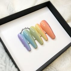 Rainbow ombré Nails (Image shows my long coffin) Includes... ~A set of 10 Press on Nails ~x1 Makartt Nail Glue ~x1 Alcohol Wipe ~x1 File ~x1 Cuticle Stick ~x1 Cute Sticker ~x1 Buffer Refer to my size chart to determine your perfect size! All sets can be reused as long as you care for them and remove them properly! If you have any questions don't hesitate to ask. I will be more than happy to walk you through the measurement process as well as the removal process. I want to make sure everyone who Nails Press Ons, Ombré Nails, Wow Nails, Nails Press, Gel Press, Strongest Glue, Press Ons, Rainbow Nails, Nail Shop