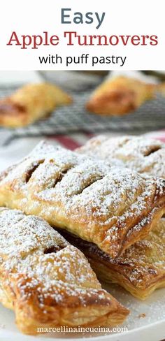 easy apple turnoverers with puff pastry on a plate