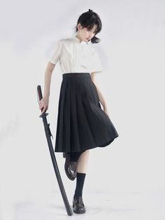 A high-class black setup reminiscent of a foreign swordsman.
 It is a fantasy item that makes the fantasy world you envisioned a reality.
 You can choose the length of the skirt, so you can combine it according to the atmosphere you want to be.



 <item>



 short jacket

 Skirt (total length: 42cm)

 Skirt (total length: 45cm)

 Skirt (total length: 60cm)

 Skirt (total length: 70cm)

 Skirt (total length: 85cm)

 Skirt (total length: 90cm)

 pleated blouse






 <Size>



 short jacket Black Short Skirts Outfits, Lifting Skirt Pose, Director Outfit, Black Setup, Skirt Reference, People Poses, Female Pose Reference, Skirt Pleated, Poses References