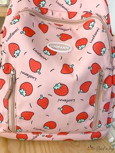 BirdinBag - Preppy Strawberry Pattern Backpack for Students: Ideal for College, High School, and Travel Vegetable Bag, Strawberry Pattern, Pattern Backpack, Patterned Backpack, Minimalist Pattern, Word Wrap, Classic Backpack, Style Minimalist, High School